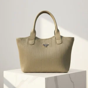 Ribbed Texture Tote Handbag