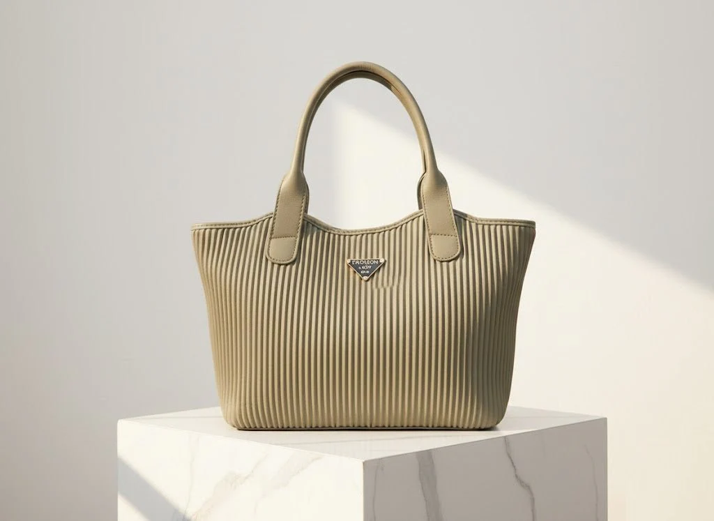 Ribbed Texture Tote Handbag